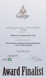 2013 Georgie Finalist Best Interior Design Custom Residence